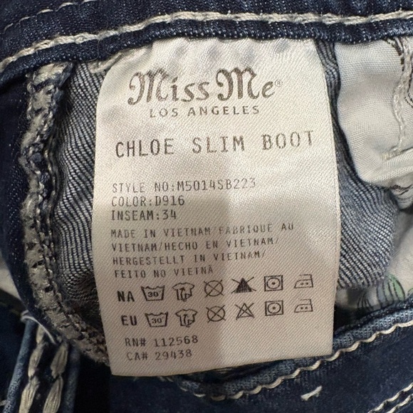 Miss Me Chloe slim bootcut jeans 27 inseam 34 - Picture 5 of 5